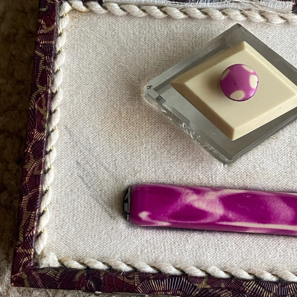 Johann Faber Art Deco Marble celluloid Dip pen pencil ink well desk set
